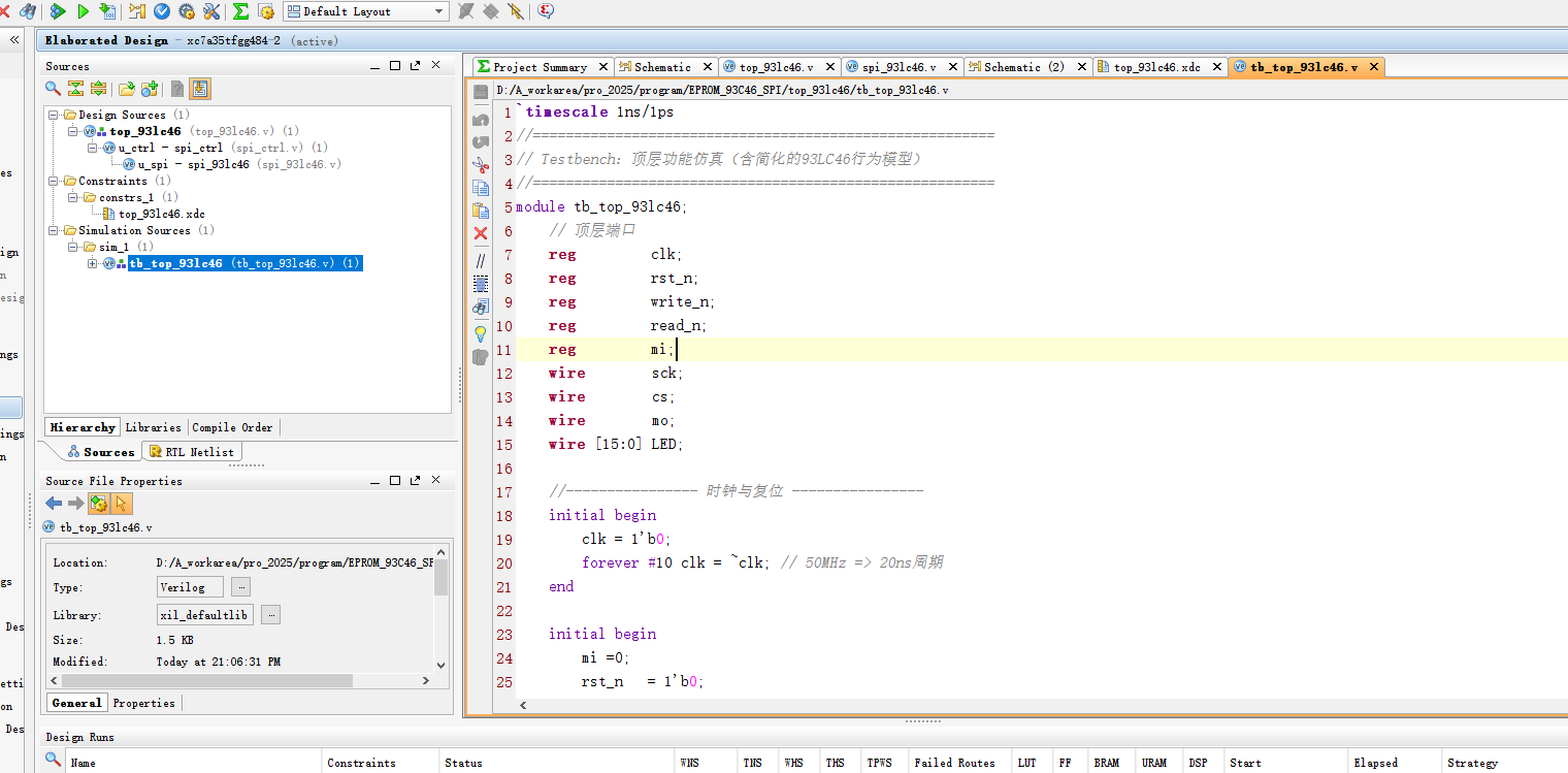 93LC46 EEPROM SPI 读写控制 FPGA 设计 Verilog Vivado 设计文档图片 image7.png