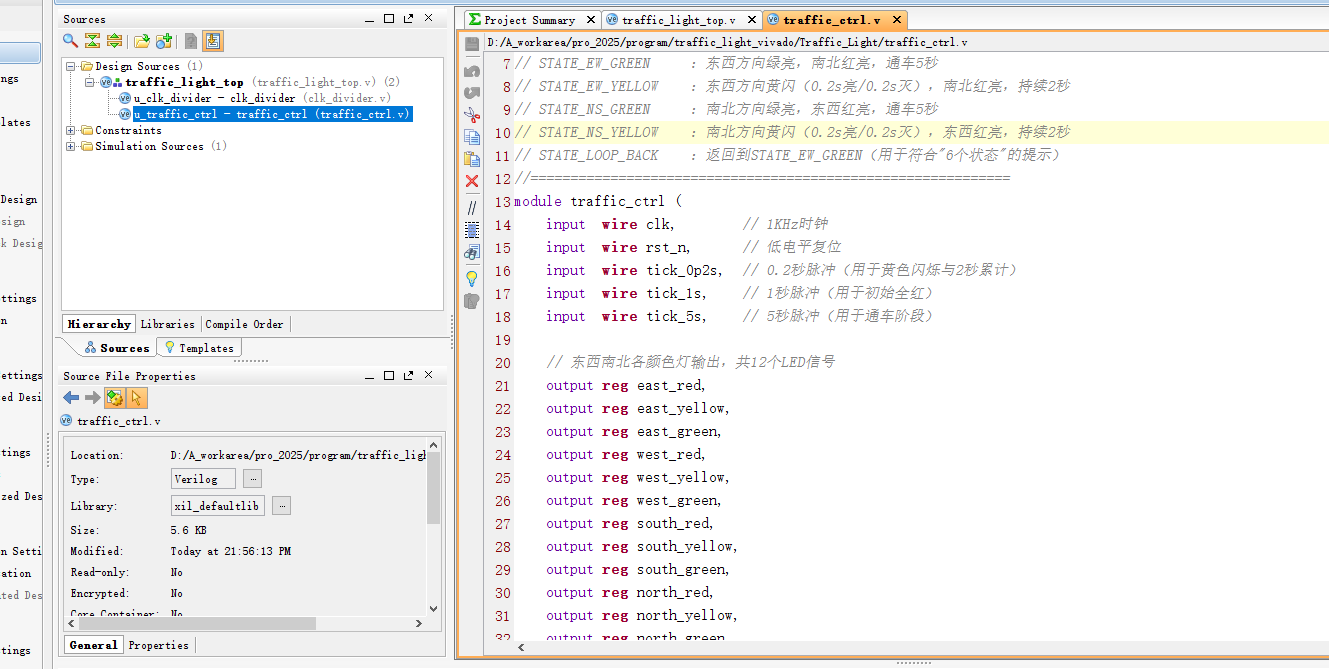 交通灯 FPGA 设计 Verilog Vivado 设计文档图片 image3.png
