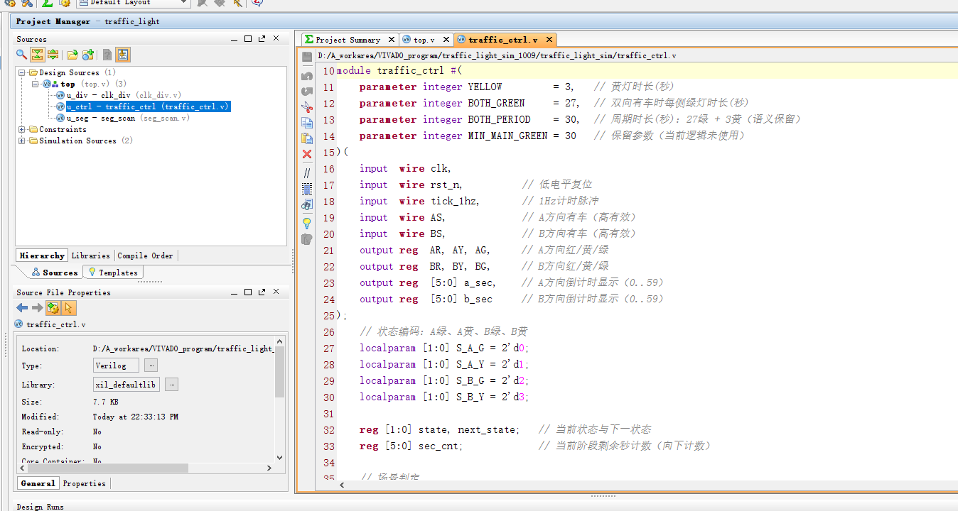 交通灯控制系统仿真 FPGA 设计 Verilog Vivado 设计文档图片 image3.png